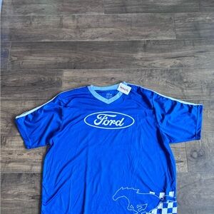 Brand New Ford Blue Graphic Men' Mustang X/L Tee Shirt/Football Jersey. # 64.